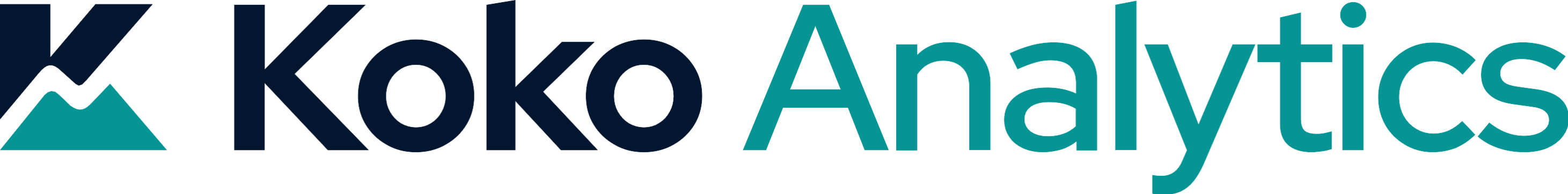 Koko Analytics logo, navy and teal, for light backgrounds